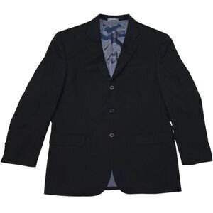 Oscar de la Renta Men's Blazer Sport Coat Jacket 44R Black 100% Wool 3 Button